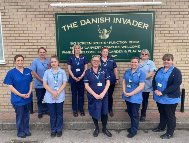 Community nursing team outside the Danish Invader pub