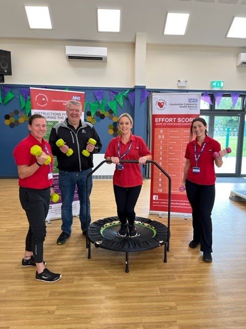 Cardiac rehab staff with Gary and the new equipment.jpg