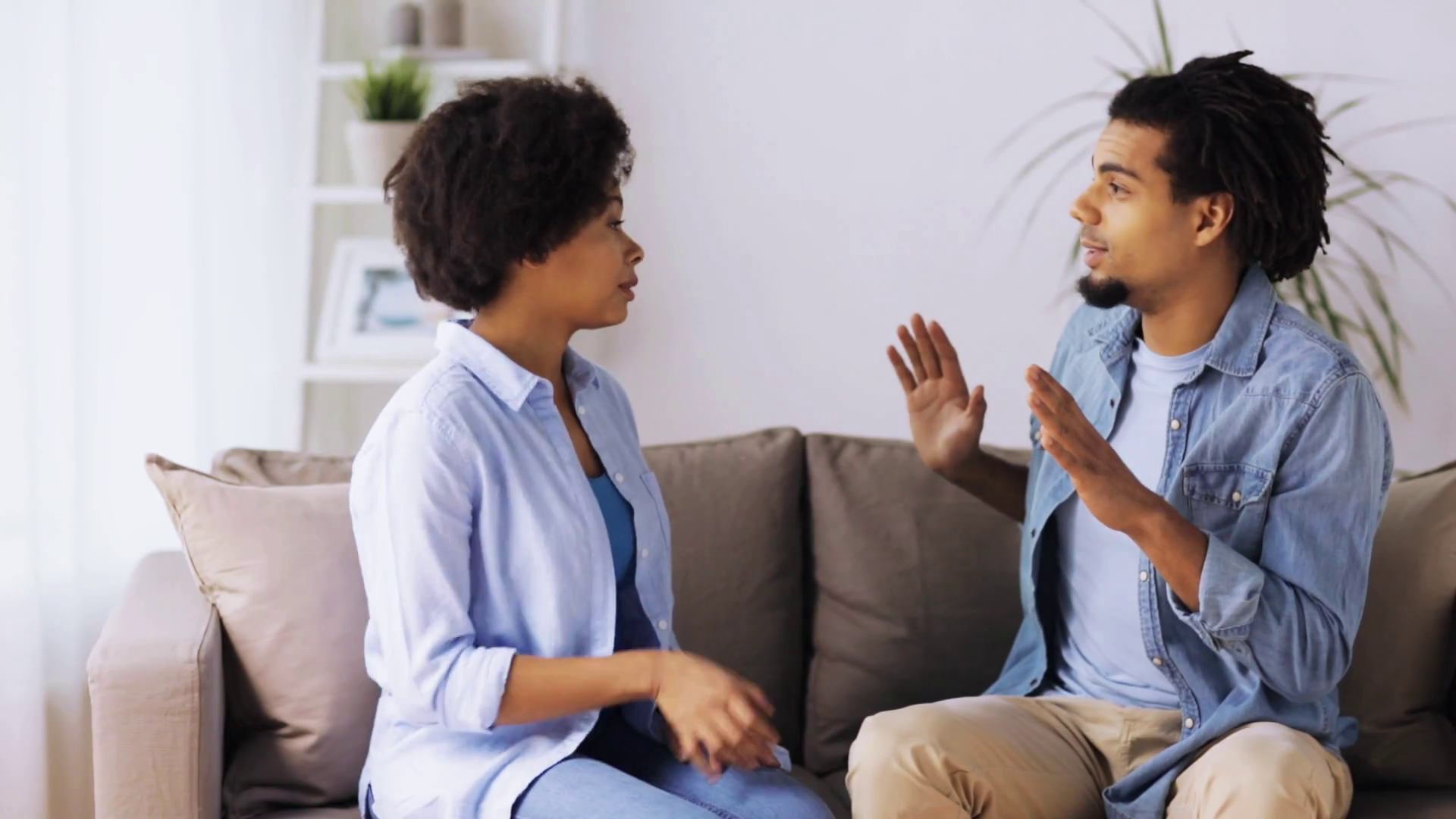Two people talking 