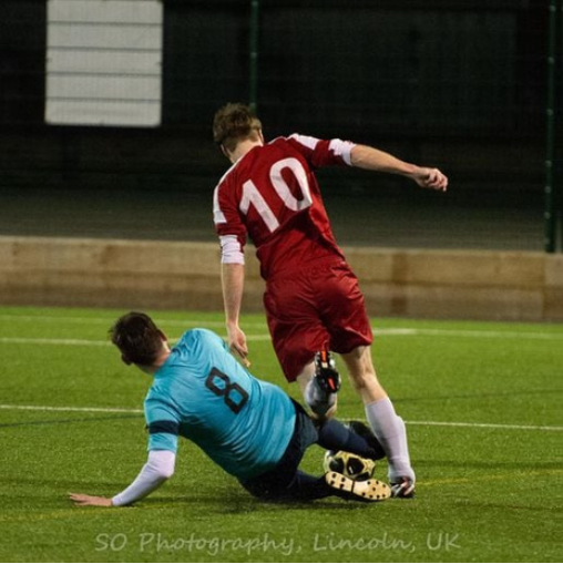 Action shot from charity football match